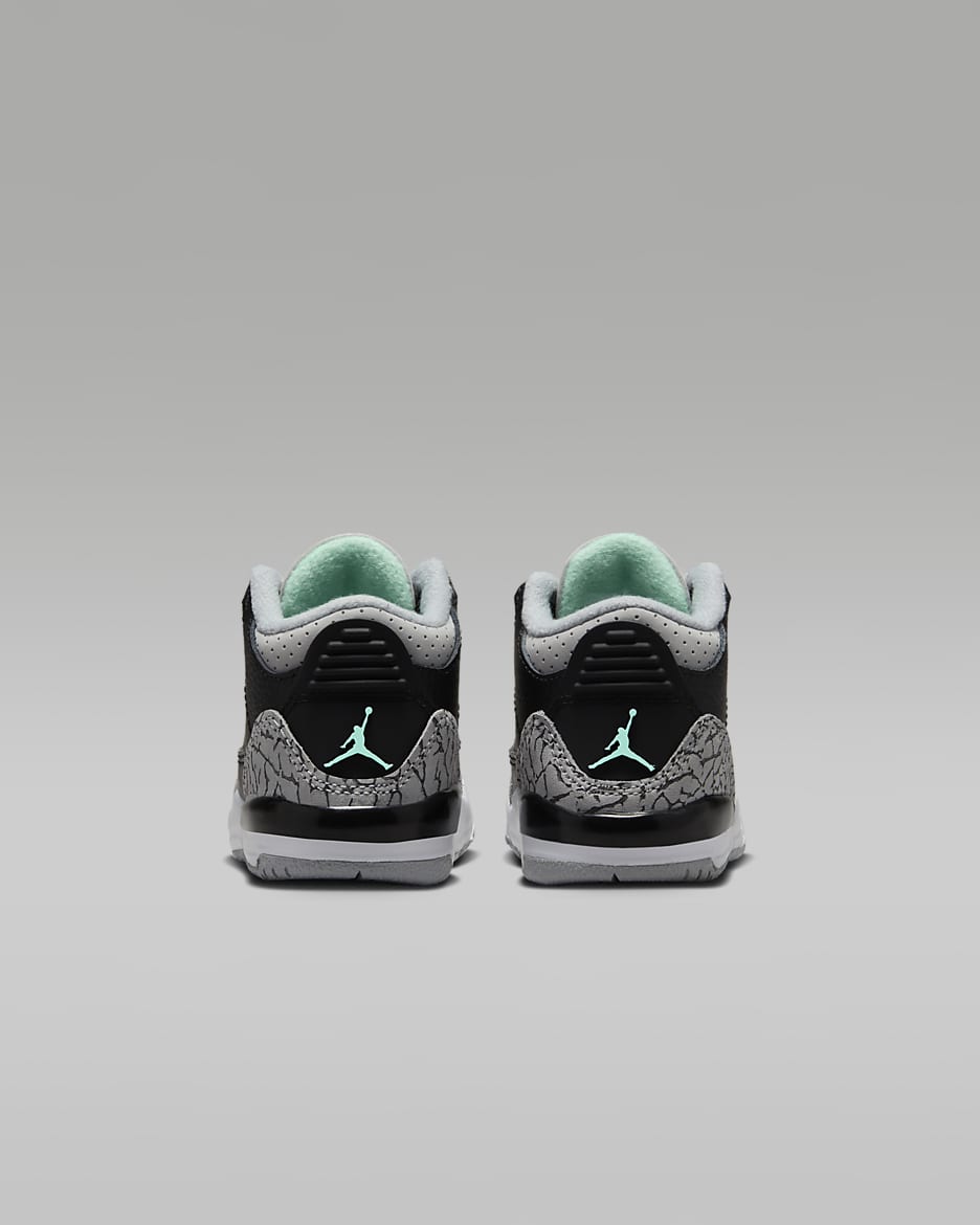 Jordan 3 Retro "Green Glow" Baby/Toddler Shoes - Black/Wolf Grey/White/Green Glow