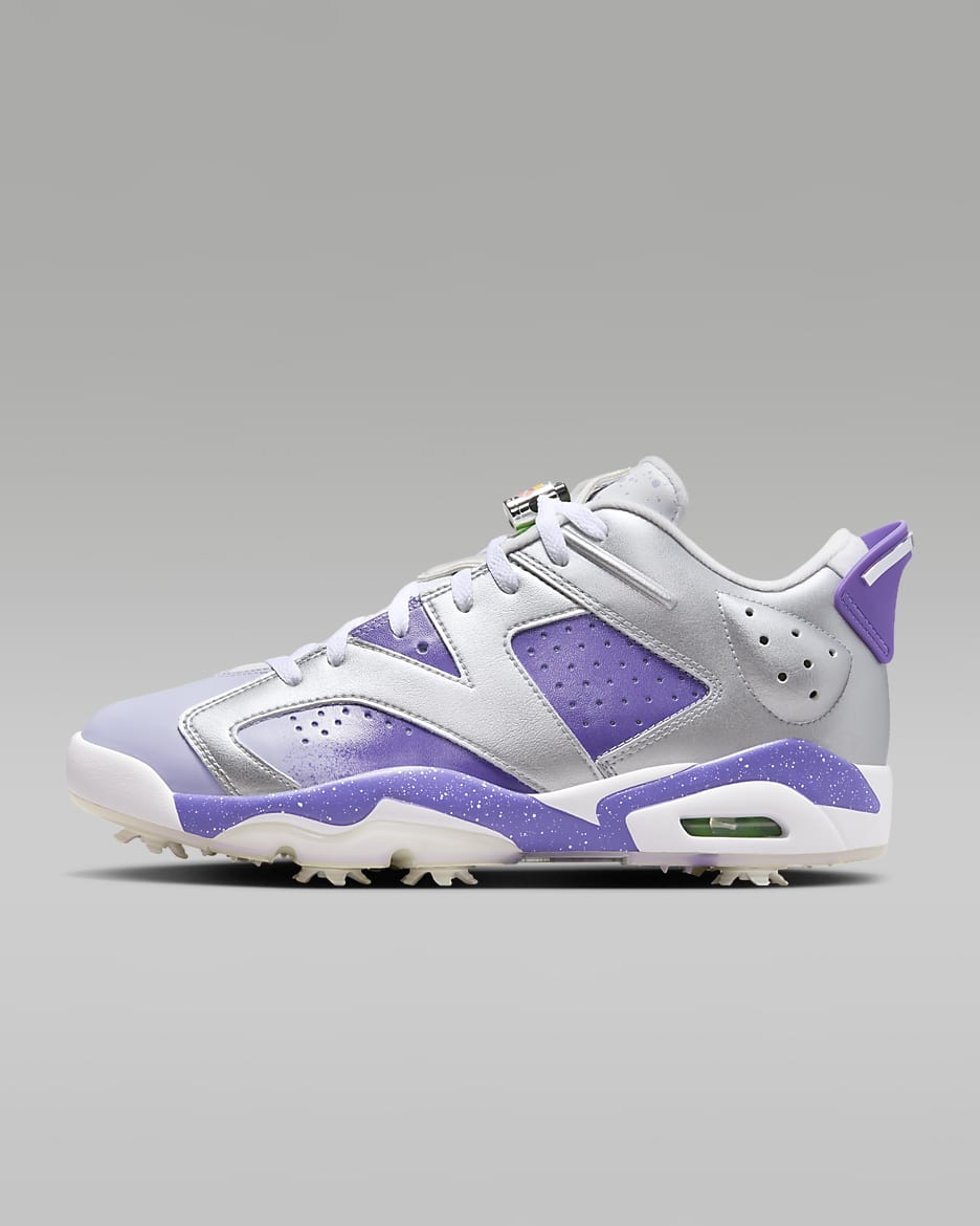 Jordan Retro 6 G NRG Men's Golf Shoes - Metallic Silver/Action Grape/White/Oxygen Purple