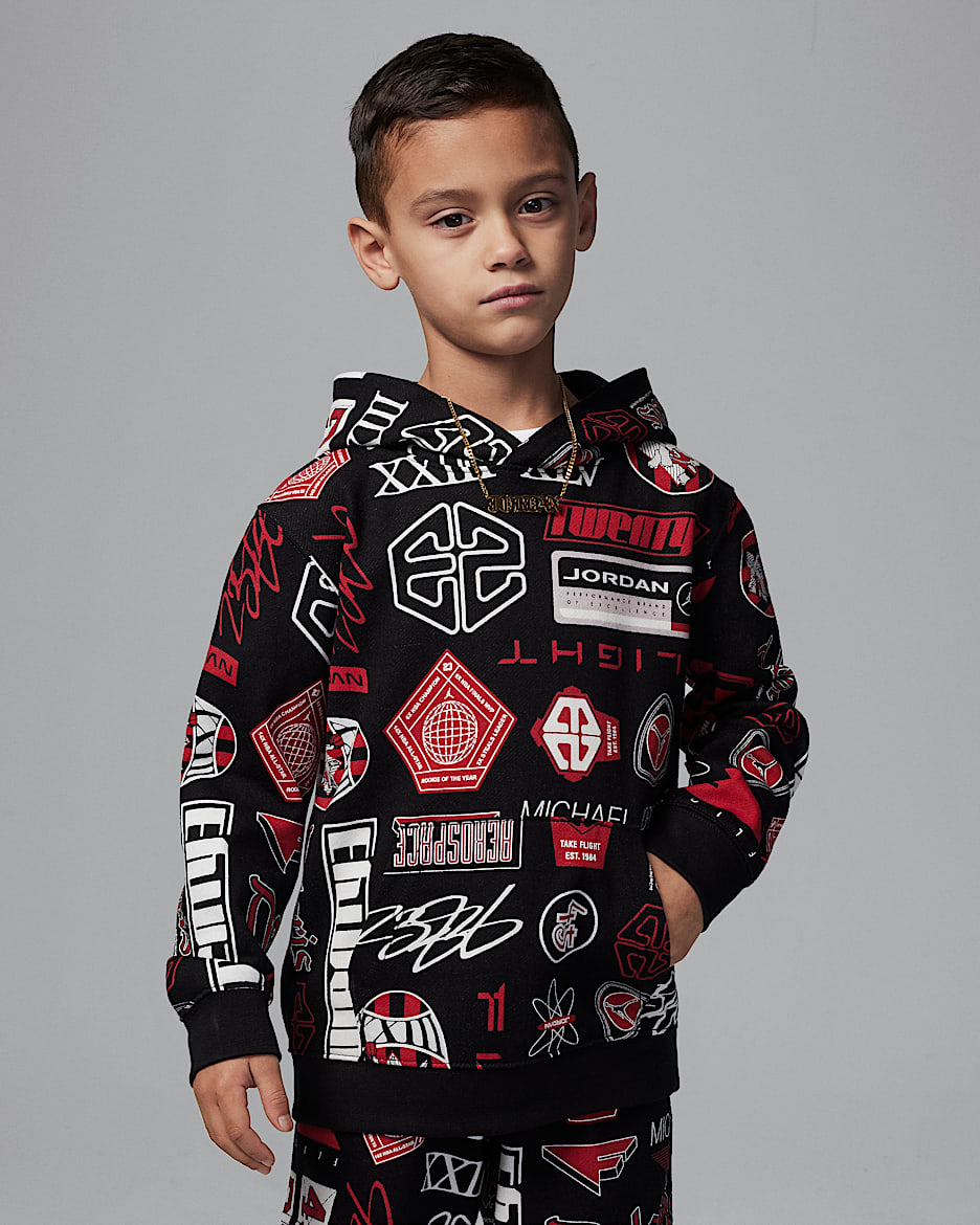 Sudadera con gorro estampada de French Terry para preescolar Jordan Essentials - Negro