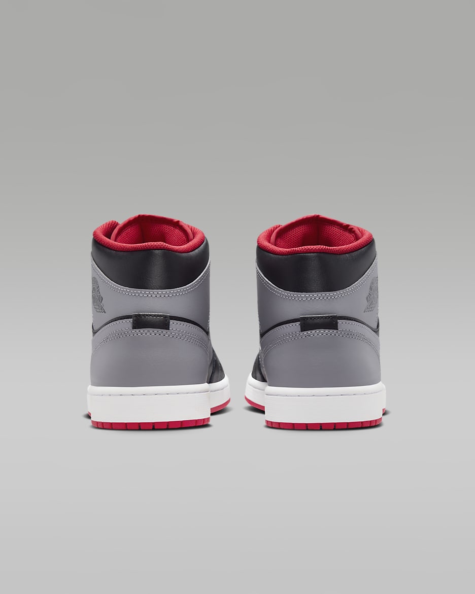 Sko Air Jordan 1 Mid för män - Svart/Fire Red/Vit/Cement Grey