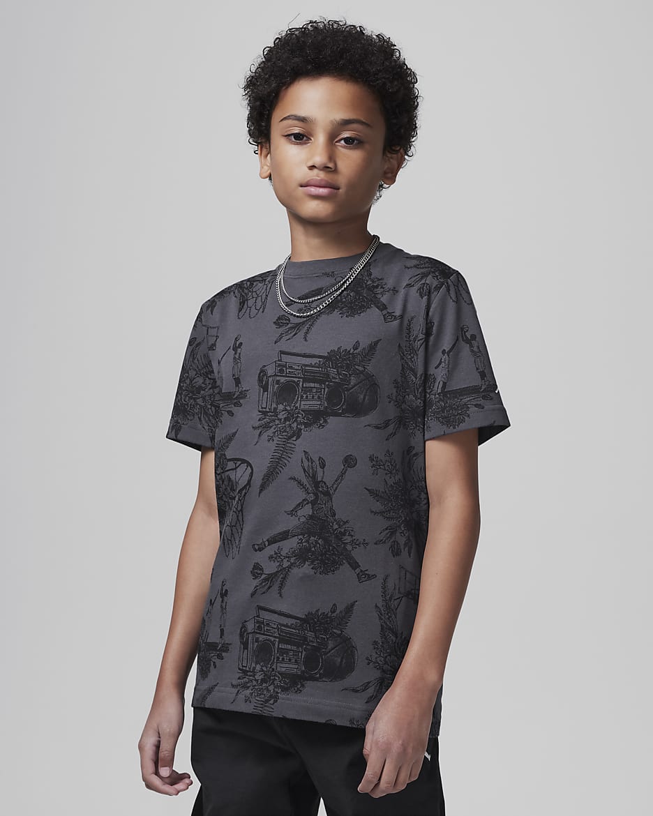 Jordan Dri-FIT Big Kids' Sports Sketch T-Shirt - Dark Shadow
