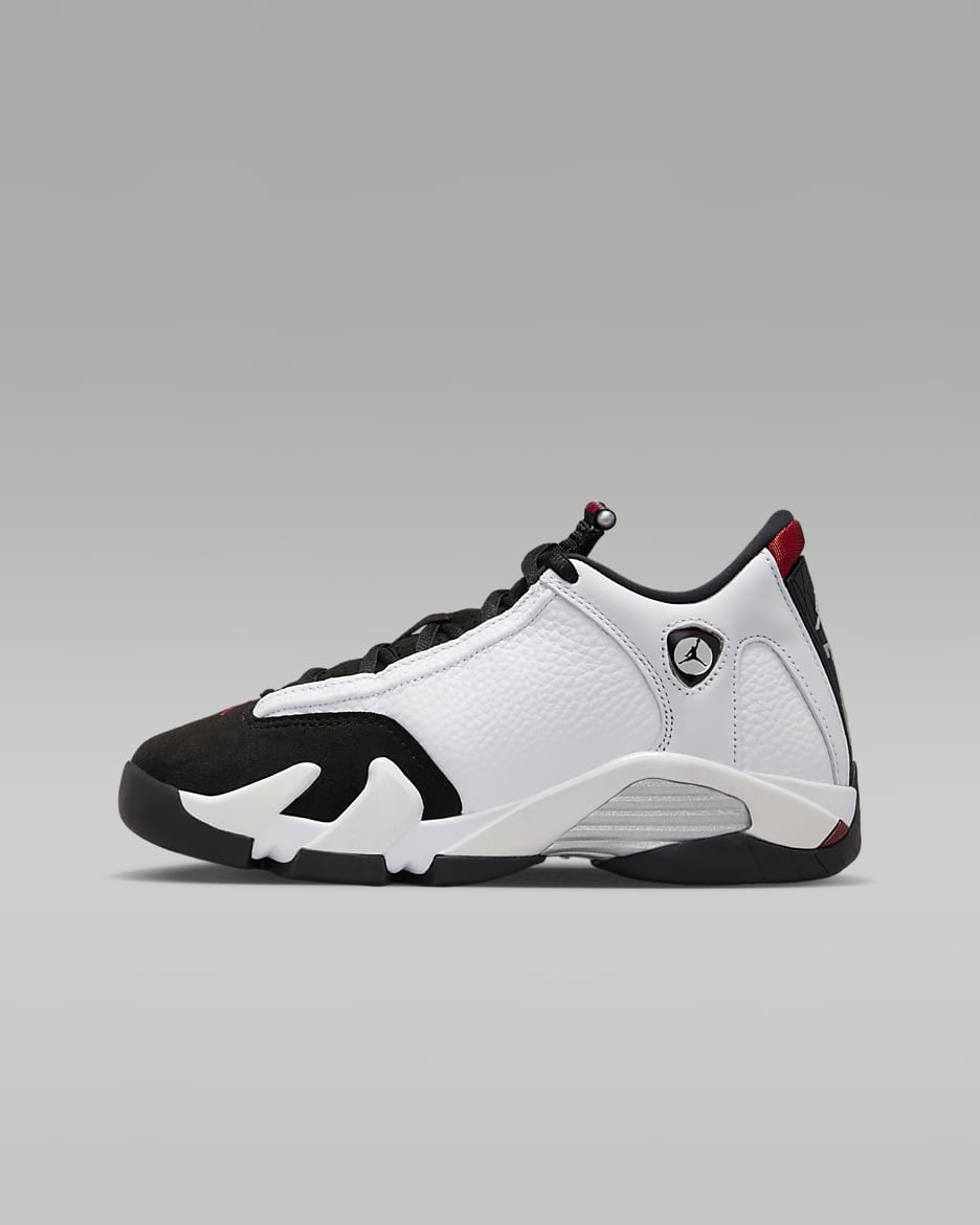 Air Jordan 14 Retro "Black Toe" Big Kids' Shoes - White/Black/Metallic Silver/Varsity Red