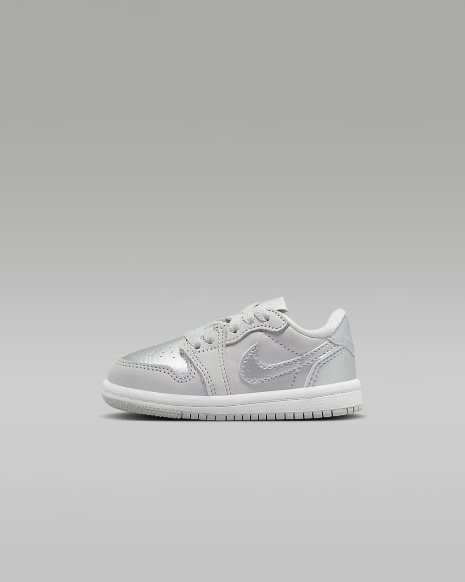 Jordan 1 Retro 低筒 "Silver" 嬰幼兒鞋款 - Neutral Grey/白色/Metallic Silver