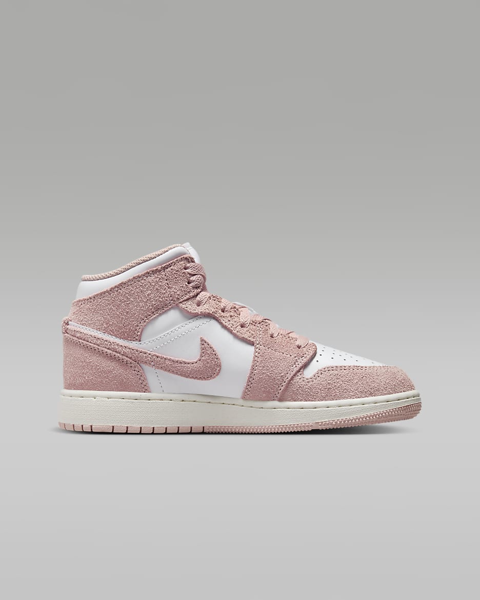 Air Jordan 1 Mid SE Schuh für ältere Kinder - Weiß/Sail/Legend Pink