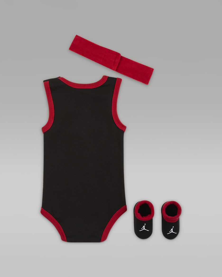 Jordan 3-Piece Mesh Jersey Bodysuit Box Set Baby 3-Piece Bodysuit Box Set - Black