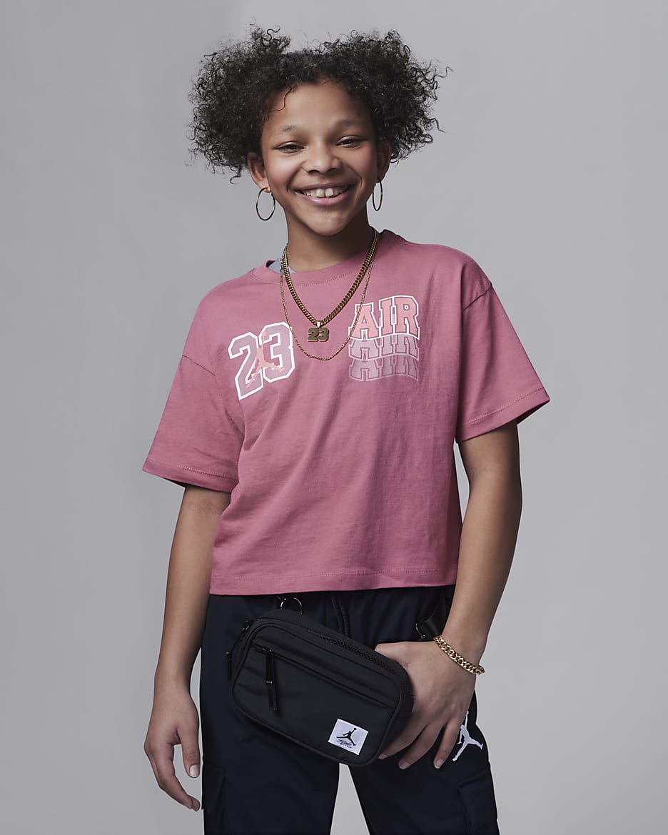 Jordan 23 Air Wave Tee Big Kids' T-Shirt - Desert Berry