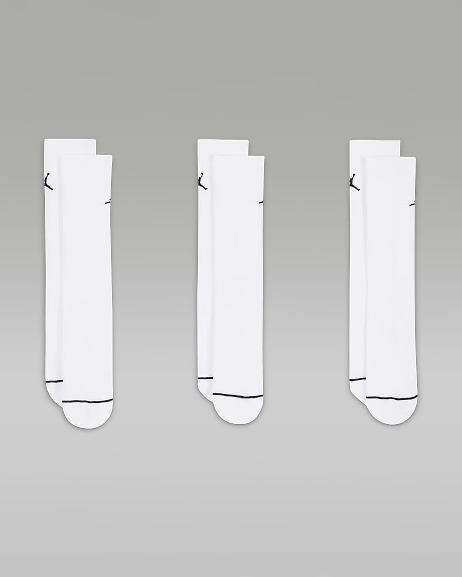 Jordan-hverdagscrewstrømper (3 par) - hvid/sort