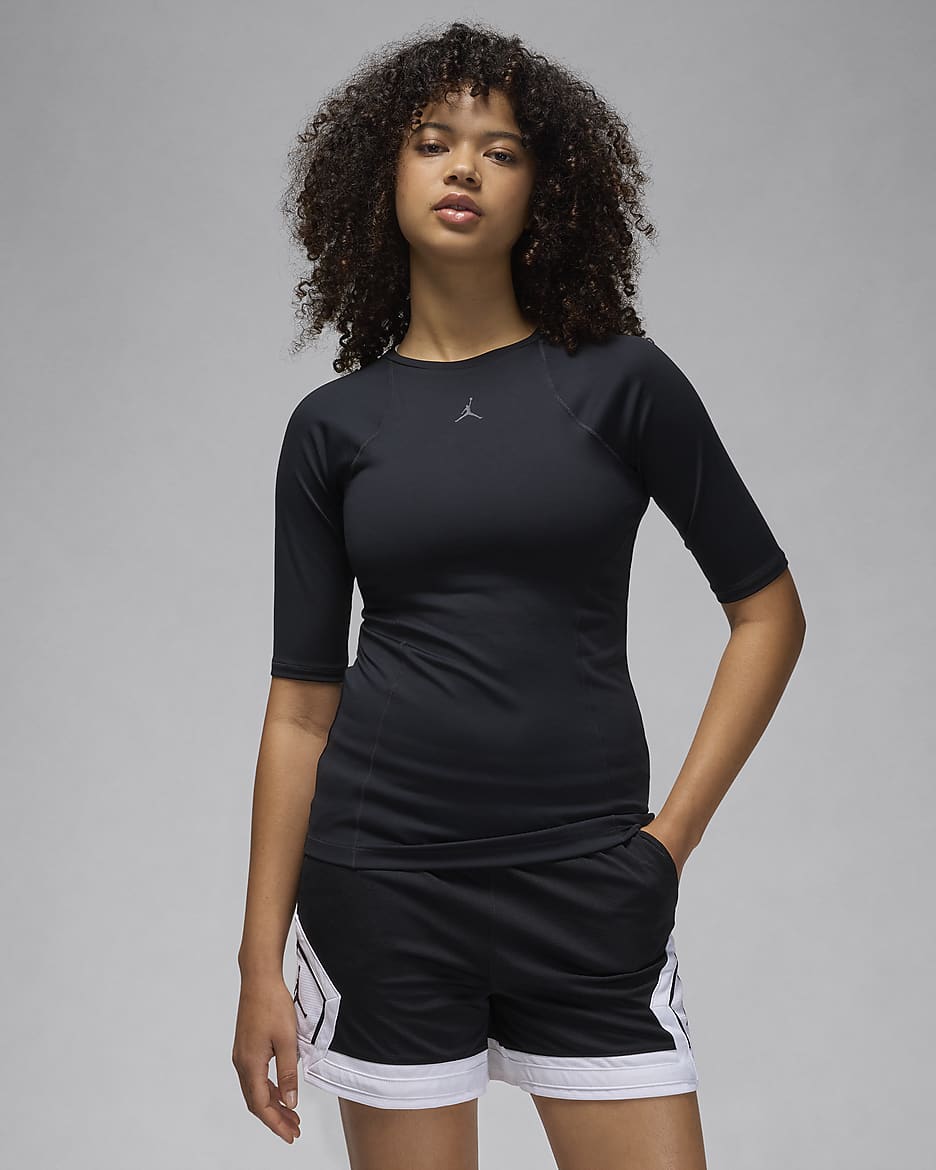 Haut à manches courtes Double Threat Jordan Sport pour femme - Noir/Off Noir