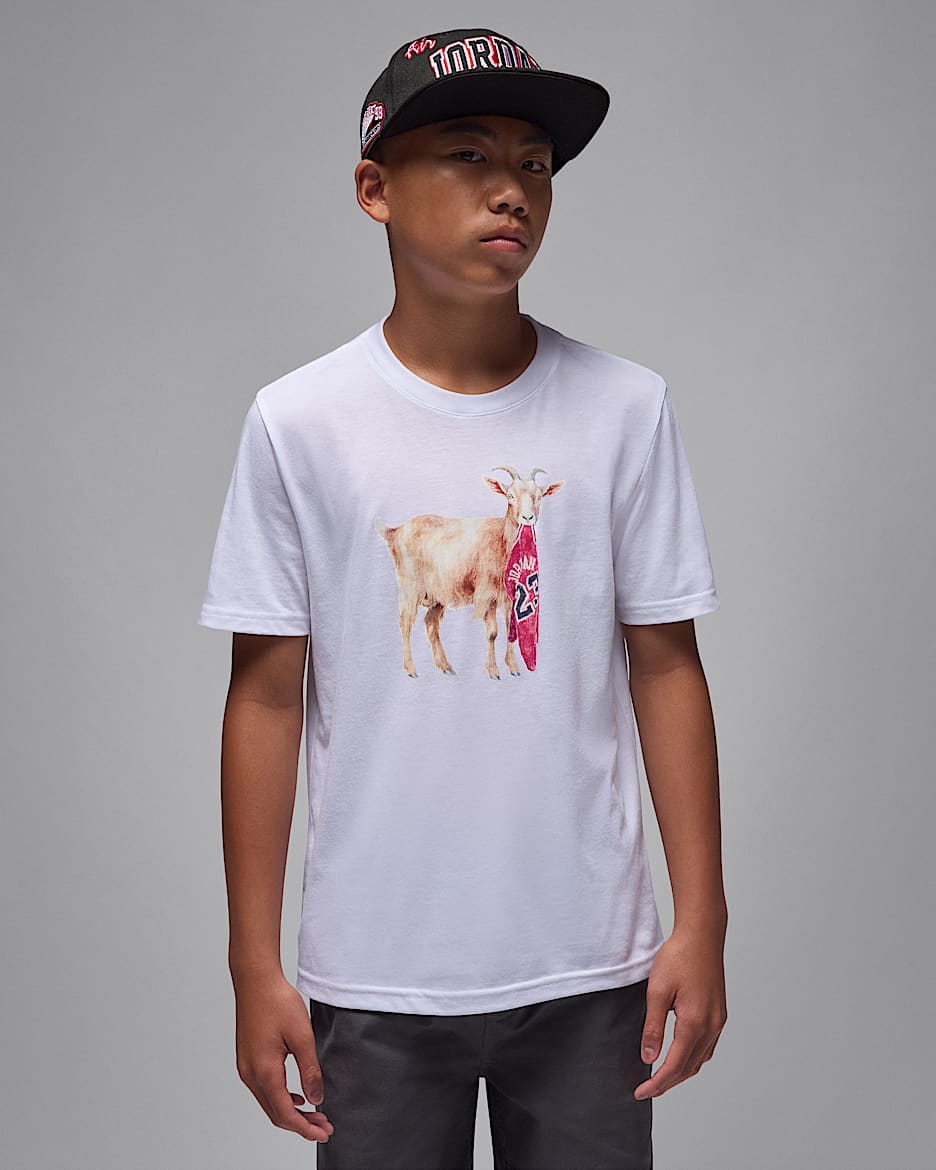 Jordan Older Kids' Flight Goat T-Shirt - White