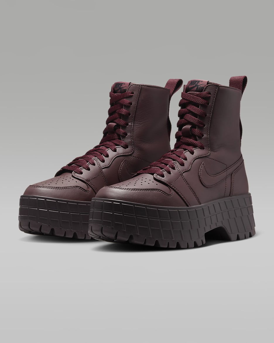 Air Jordan 1 Brooklyn Women's Boots - Burgundy Crush/Burgundy Crush/Brown Basalt