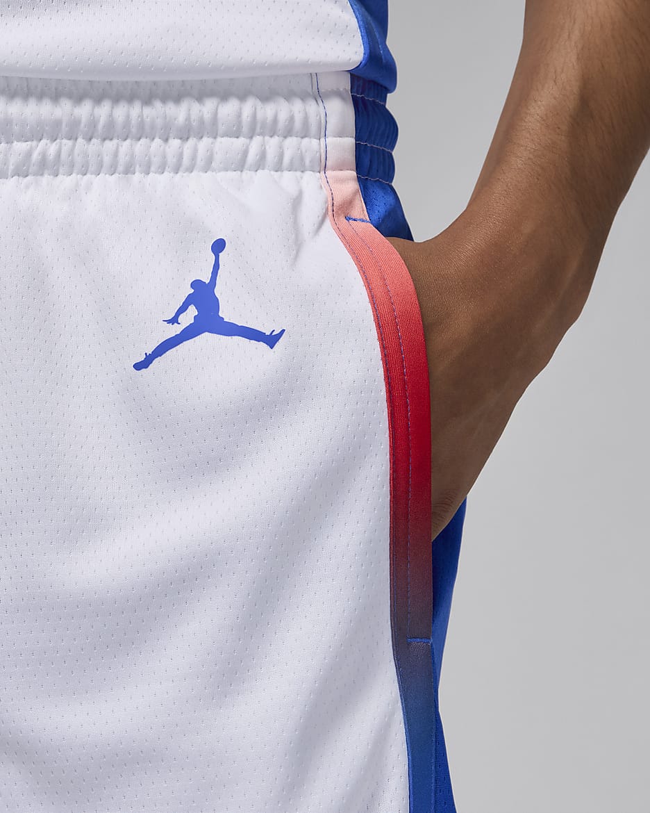 Short de basket Jordan France Limited Domicile pour homme - Blanc/Hyper Royal