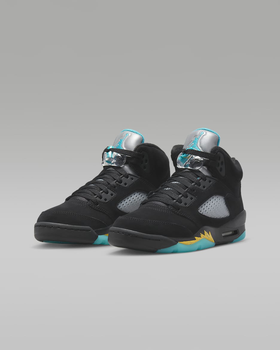 Air Jordan 5 Retro Older Kids' Shoes - Black/Taxi/Aquatone