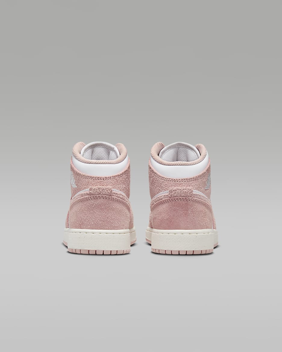Air Jordan 1 Mid SE Big Kids' Shoes - White/Sail/Legend Pink