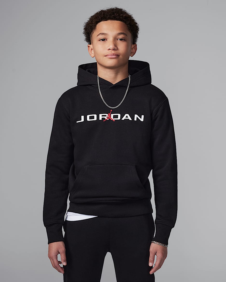 Jordan Older Kids' Baseline Pullover Hoodie - Black