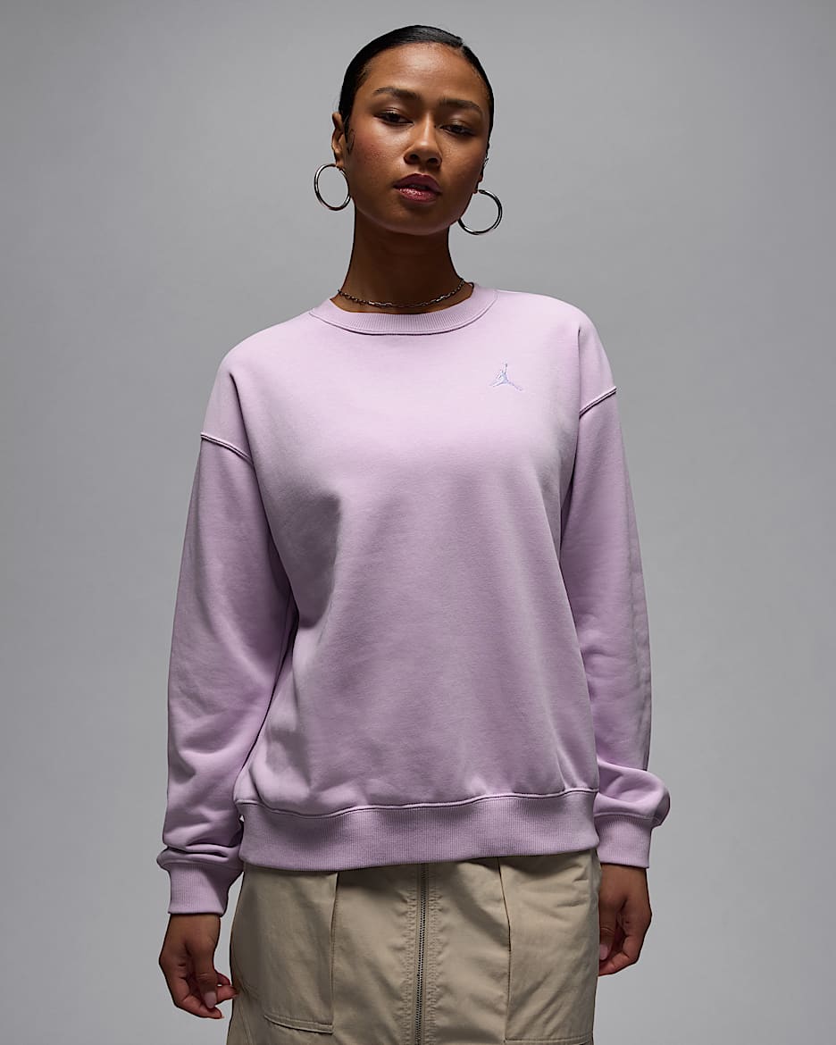 Sudadera de cuello redondo de French Terry para mujer Jordan Brooklyn Fleece - Muñeca/Blanco