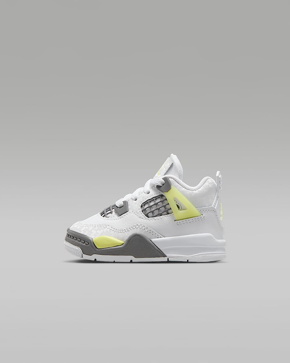 Jordan Retro 4 Baby/Toddler Shoes - White/Light Graphite/Light Lemon Twist