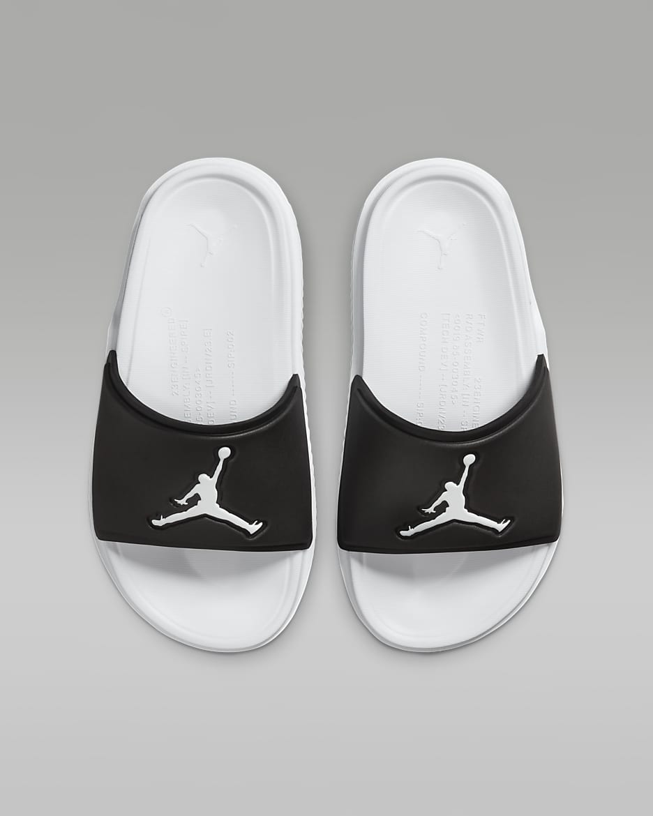 Παντόφλες Jordan Jumpman για μεγάλα παιδιά - Μαύρο/Λευκό/Λευκό