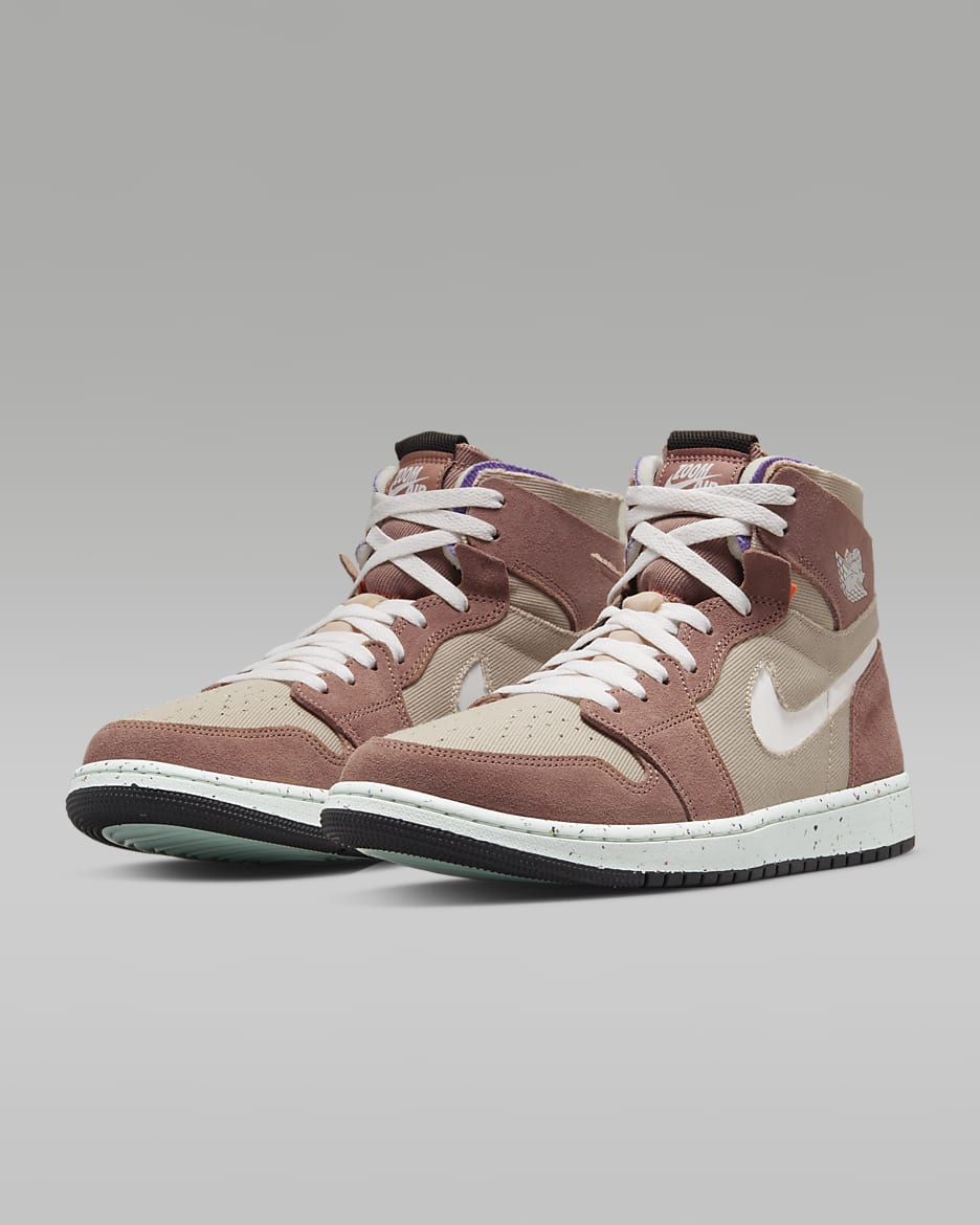 Air Jordan 1 Zoom CMFT Shoes - Fossil Stone/Fossil Rose/Psychic Purple/White