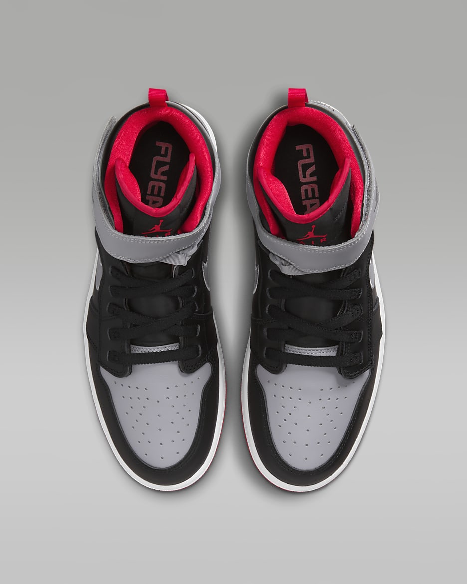 Air Jordan 1 Hi FlyEase Men's Shoes - Black/Cement Grey/White/Fire Red