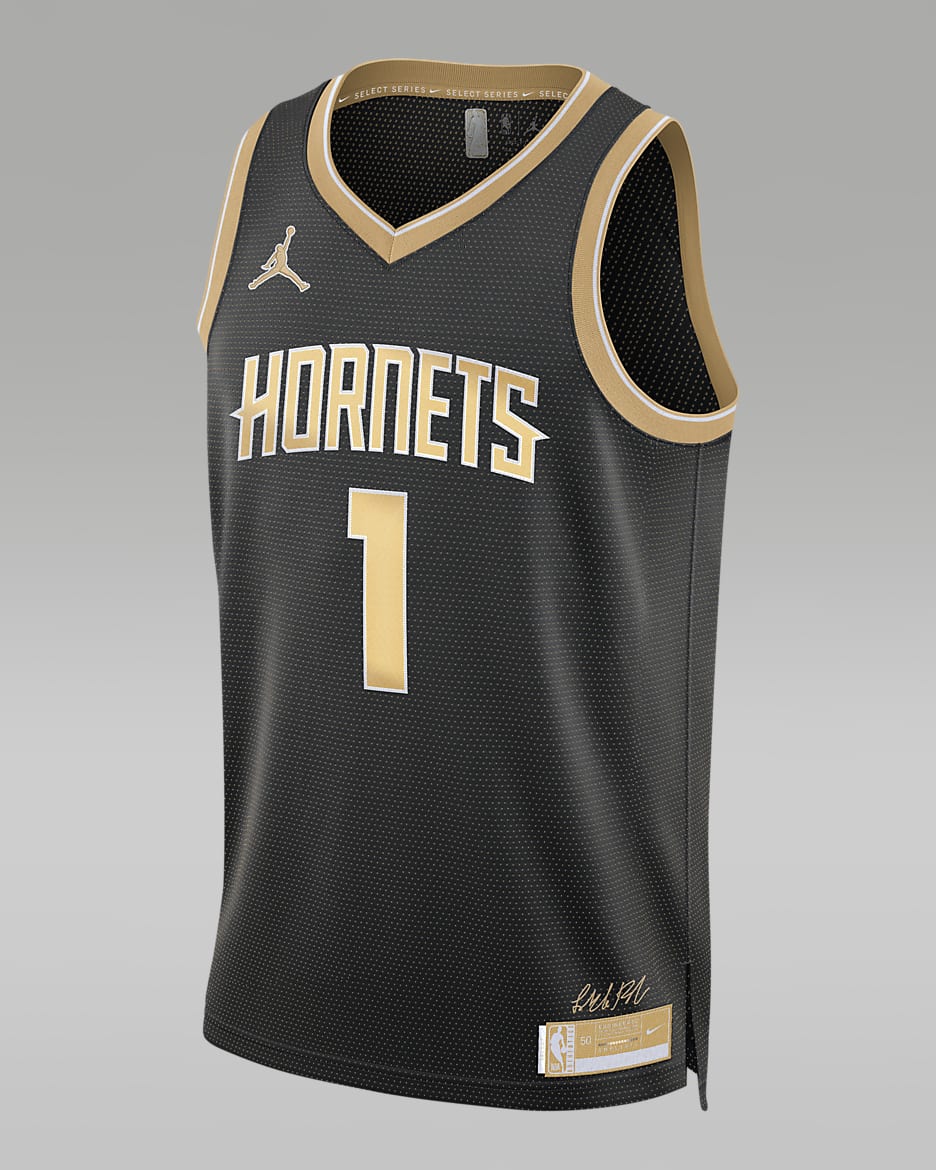 Jersey Jordan Dri-FIT de la NBA Swingman para hombre LaMelo Ball Charlotte Hornets 2024 Select Series - Negro/Oro club