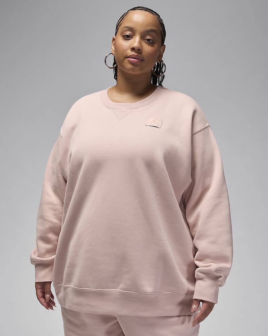 Jordan Flight Fleece Women's Crew-Neck Sweatshirt (Plus Size) - Pink Oxford