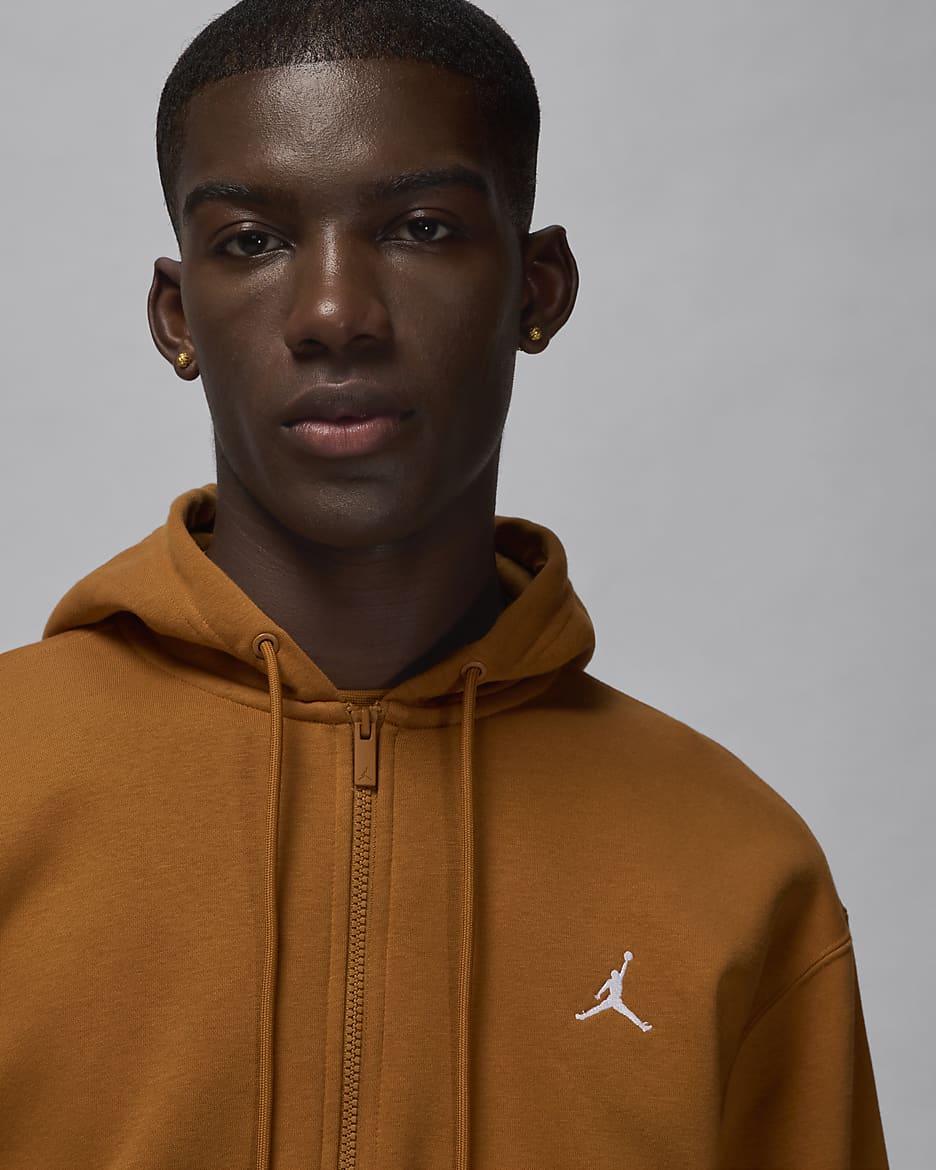 Jordan Brooklyn Fleece Tam Boy Fermuarlı Erkek Kapüşonlu Üstü - Desert Bronze/Beyaz