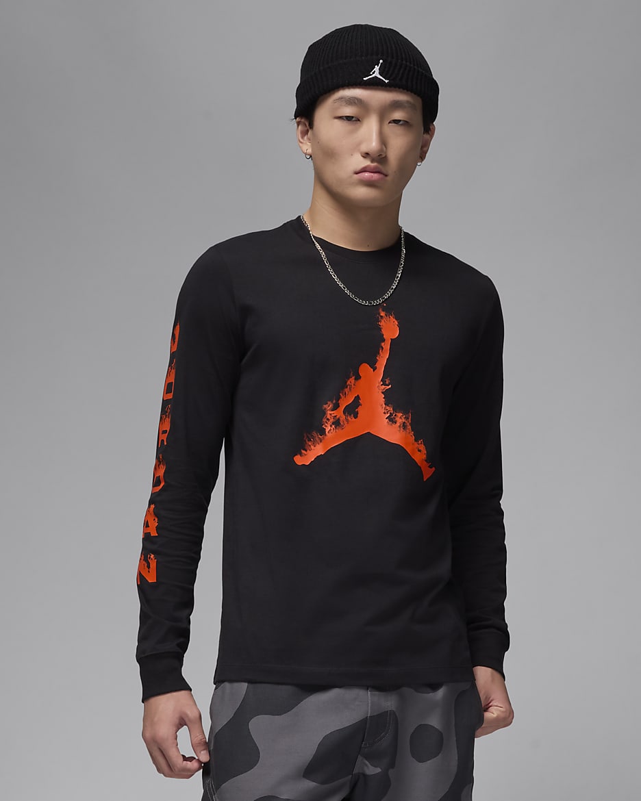 Camisola de manga comprida Jordan para homem - Preto/Laranja Team/Laranja Team
