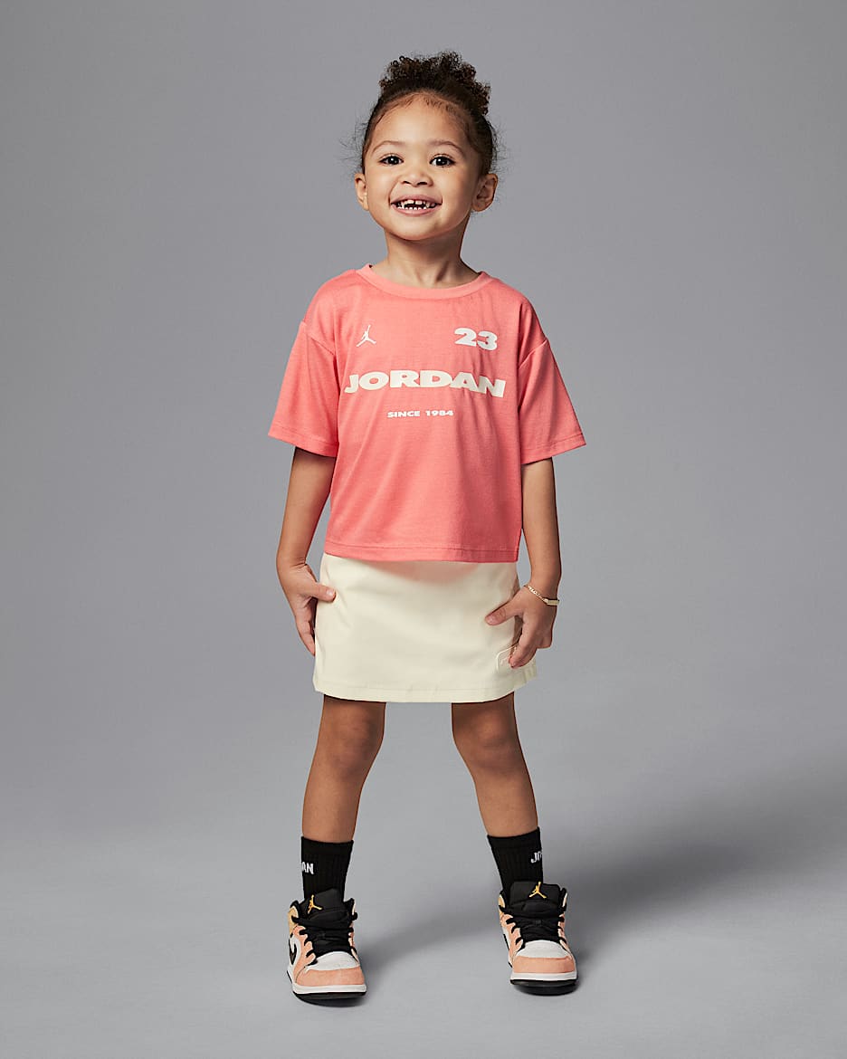 Conjunto de 2 piezas de skort artesanal y funcional infantil Jordan - Leche de coco