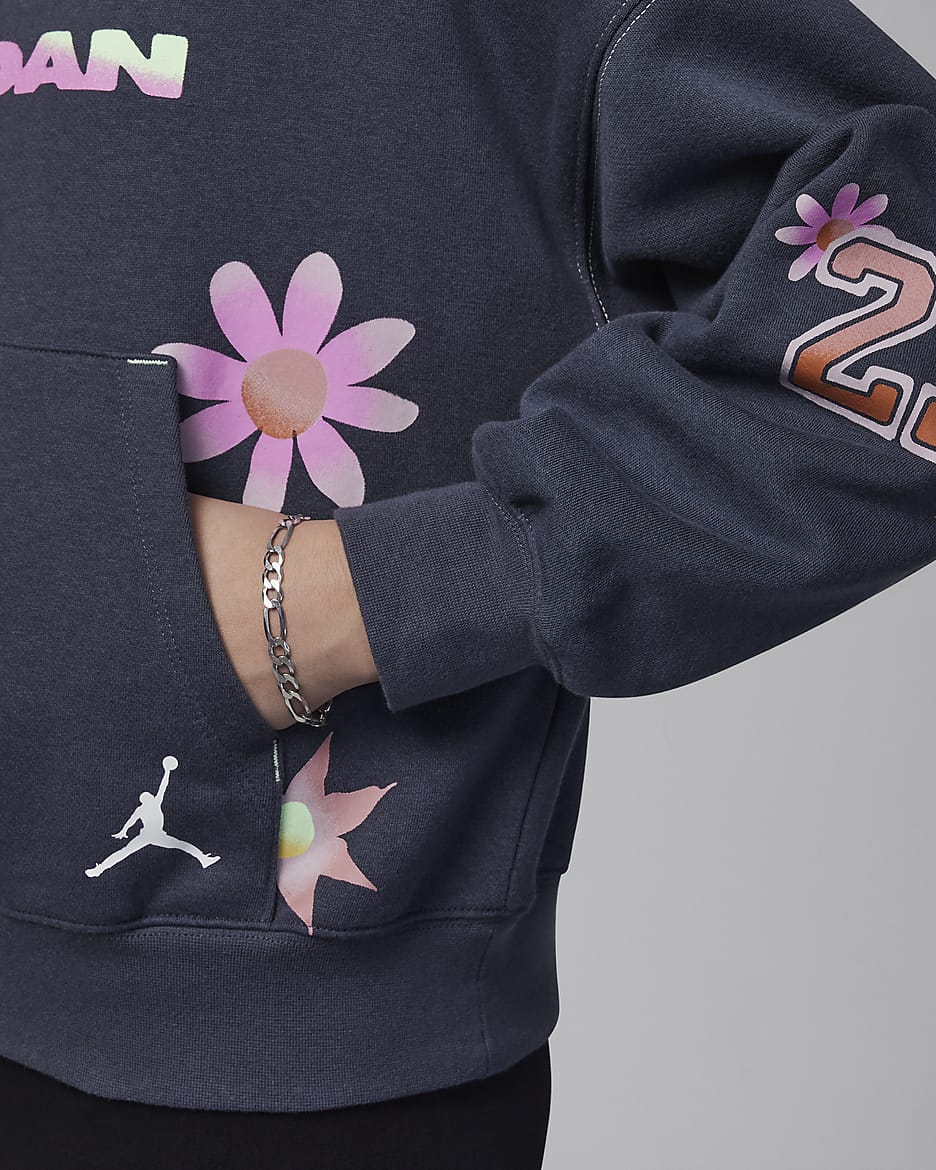 Sudadera con gorro para niños talla grande Jordan Deloris Jordan Flowers - Antracita