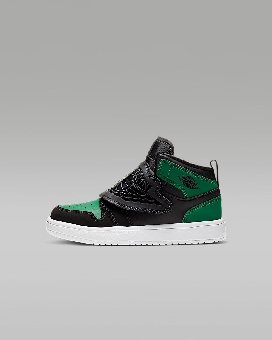 Sky Jordan 1 Younger Kids' Shoe - Black/Pine Green/Gym Red/Black