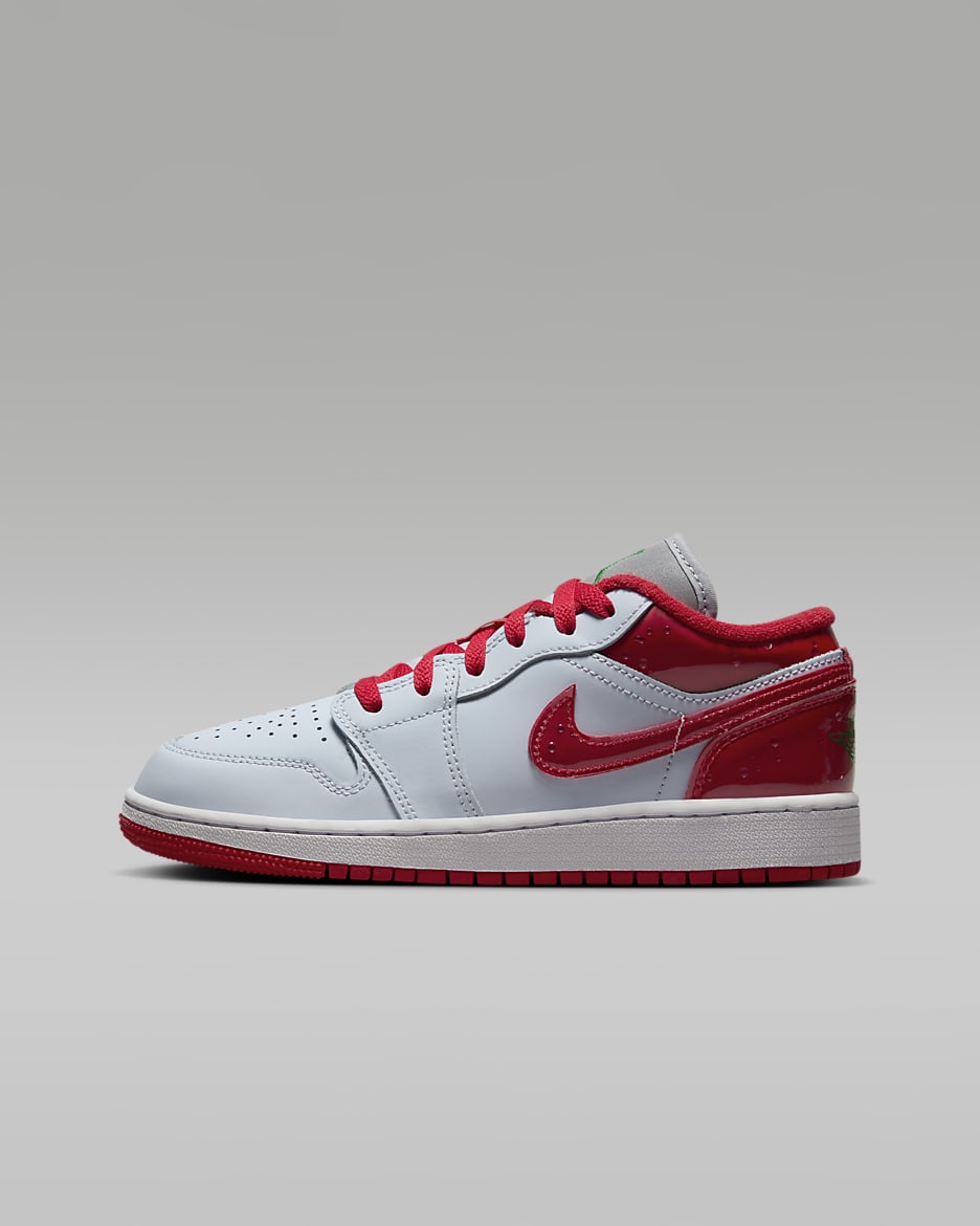 Air Jordan 1 Low SE Big Kids' Shoes - Football Grey/Pine Green/White/University Red