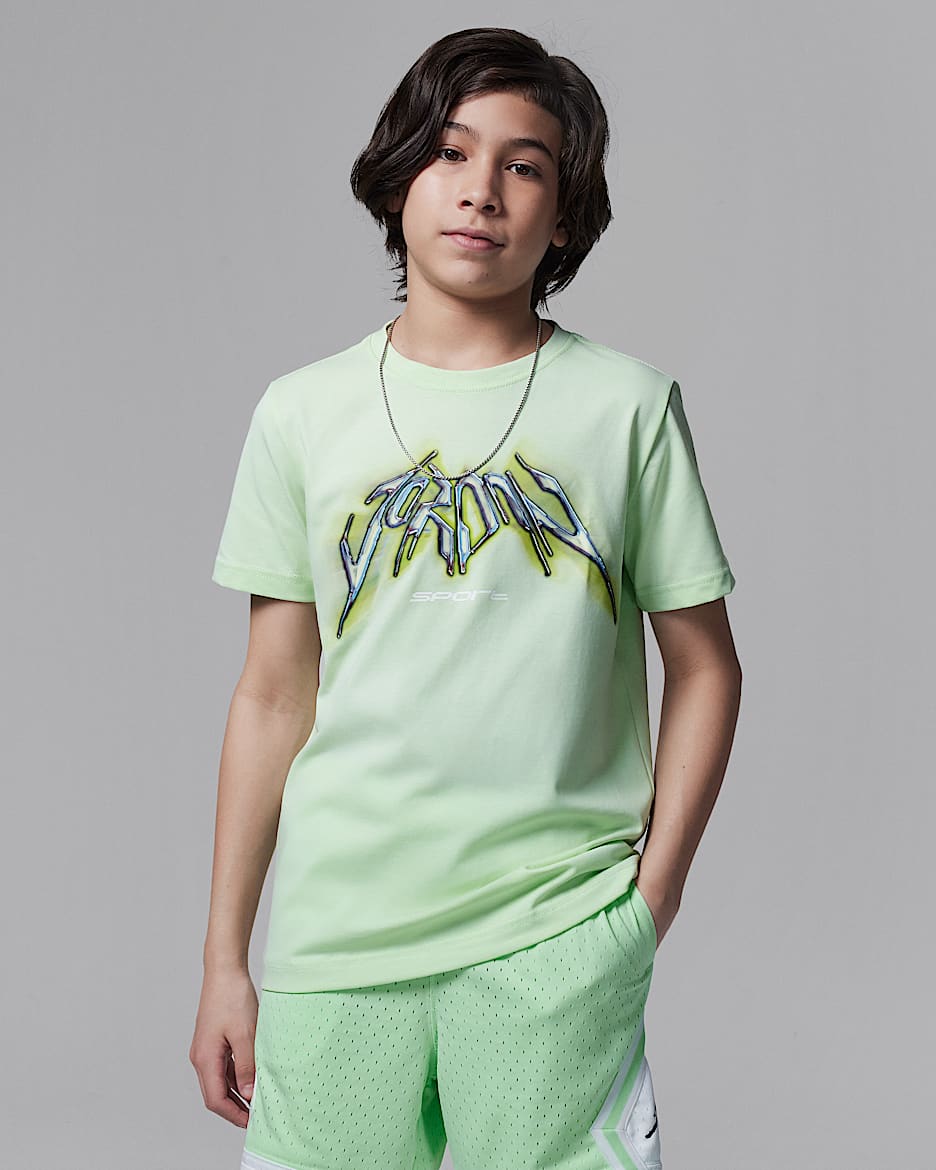 Playera de deporte con gráfico para niños talla grande Jordan Dri-FIT - Verde vapor