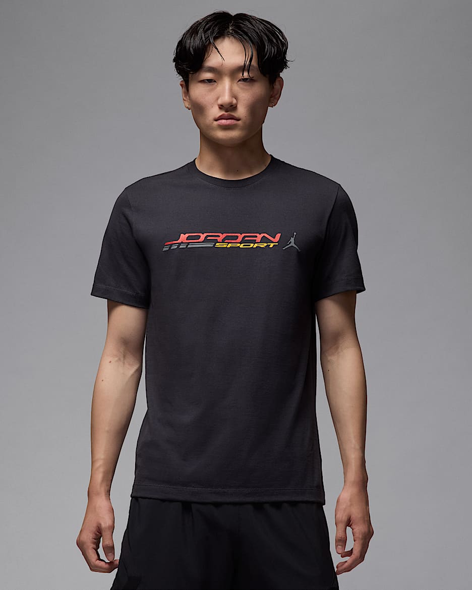 Playera de cuello redondo para hombre Jordan - Sombrío apagado/Rojo pasión