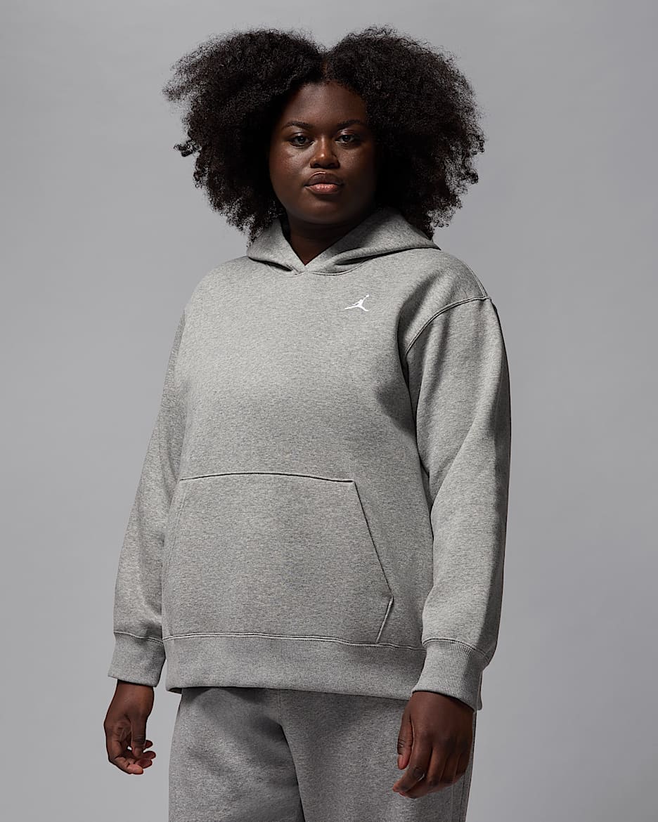 Sweat à capuche Jordan Brooklyn Fleece pour femme (grande taille) - Dark Grey Heather/Blanc