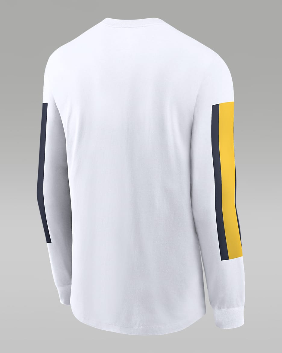 Michigan Wolverines Local Spirit Slogan Men's Jordan College Long-Sleeve T-Shirt - White