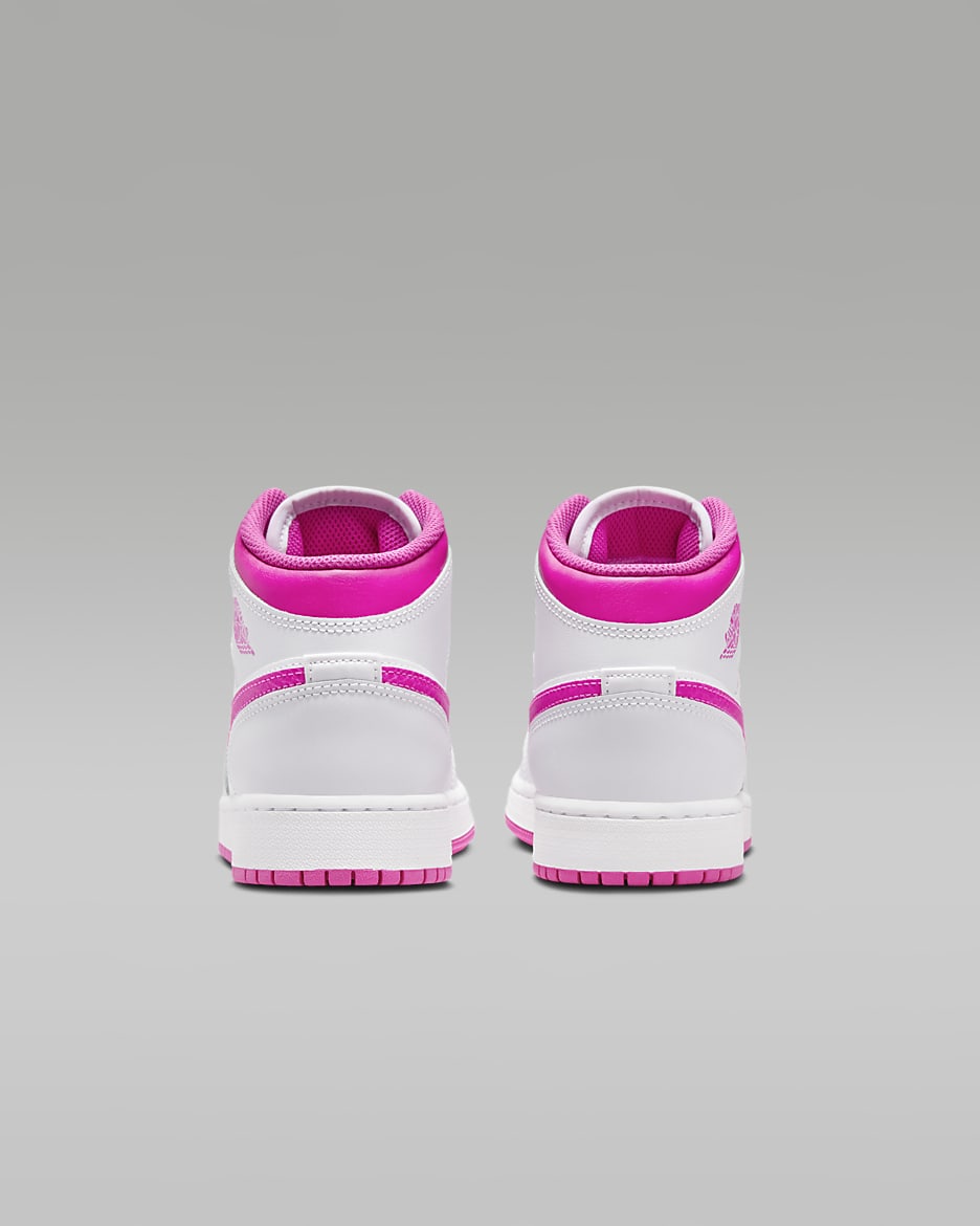 Air Jordan 1 Mid Older Kids' Shoes - Iris Whisper/White/Fire Pink