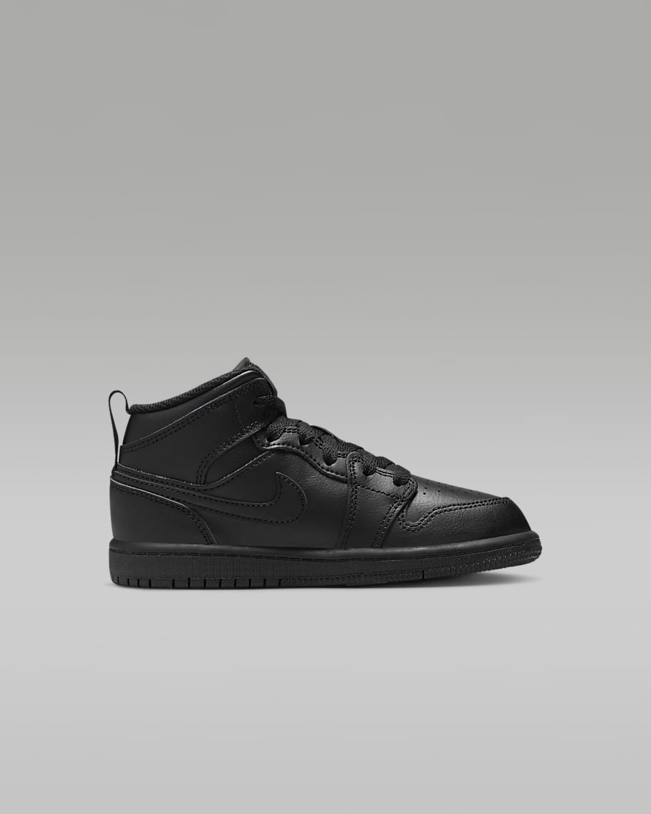 Jordan 1 Mid Zapatillas - Niño/a pequeño/a - Negro/Negro/Negro