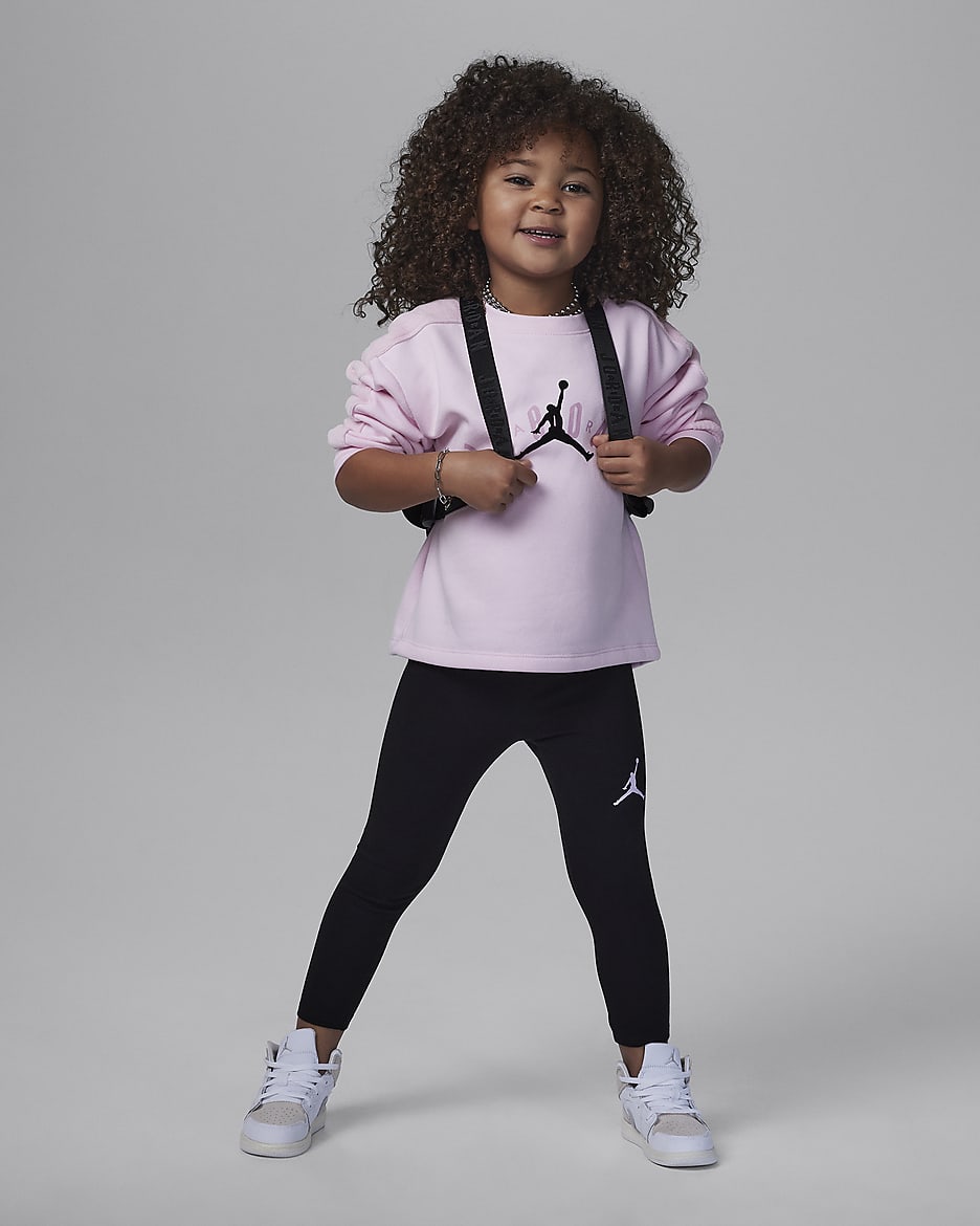 Jordan Soft Touch Mixed Crew Set Younger Kids' 2-Piece Leggings Set - Black