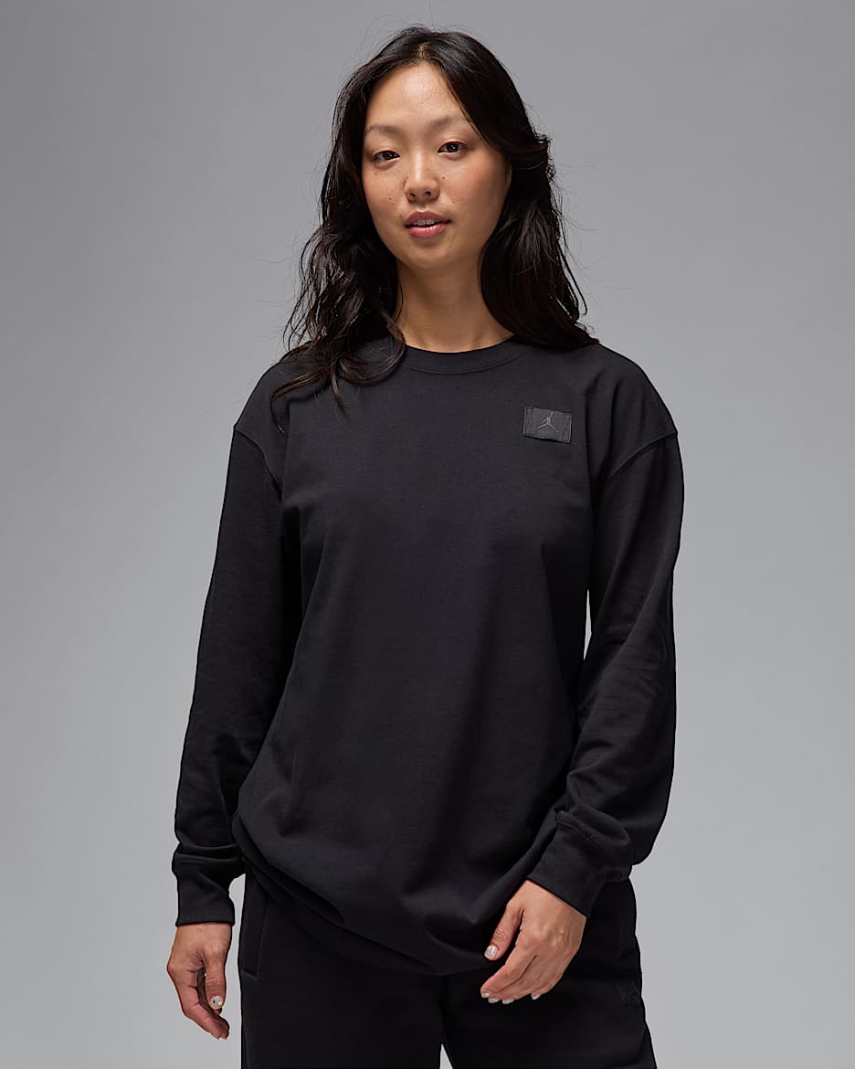 ジョーダン ウィメンズ オーバーサイズド ロングスリーブ Tシャツ - ブラック