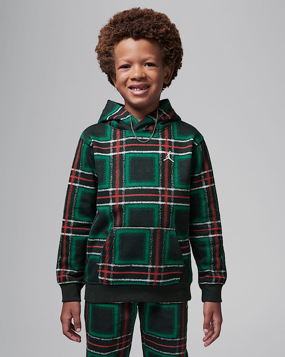 Sudadera con gorro sin cierre festiva de tejido Fleece para niños talla pequeña Jordan Brooklyn Essentials - Negro