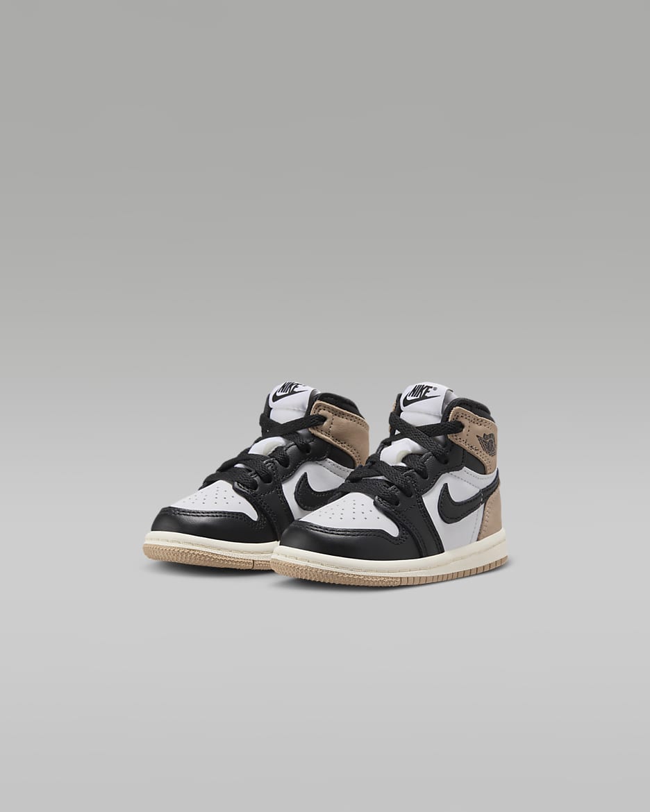 Jordan 1 Retro 高筒 OG "Latte" 嬰幼兒鞋款 - 黑色/白色/Sail/傳奇中棕色