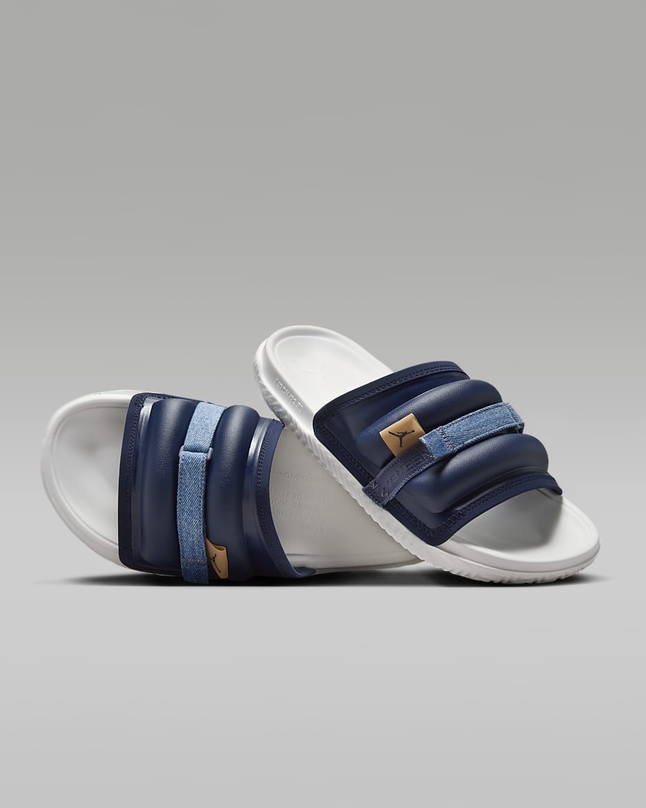 Jordan Super Play Men's Slides - Obsidian/Dutch Blue/Gum Medium Brown/Obsidian