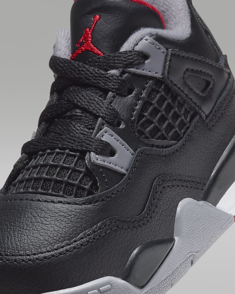 Jordan 4 Retro Baby/Toddler Shoes - Black/Cement Grey/Summit White/Fire Red