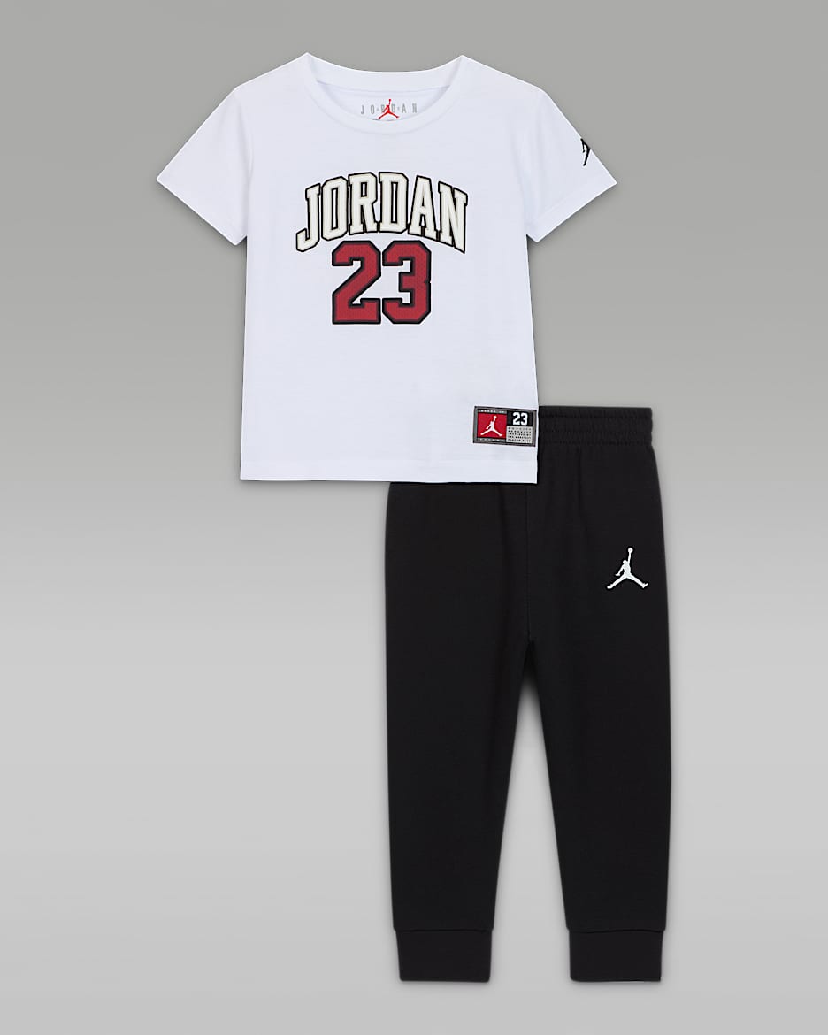 ジョーダン ベビー ジャージー パック ツーピース Tシャツ セットアップ - ブラック/ホワイト