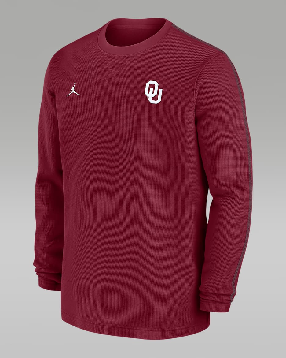 Oklahoma Sooners Sideline Coach Men's Jordan College Long-Sleeve Top - Team Crimson