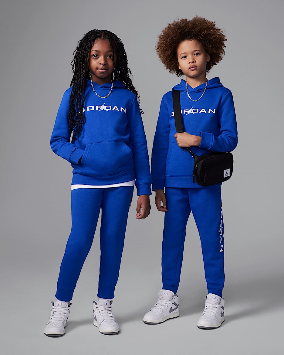 Conjunto de 2 piezas de sudadera con gorro sin cierre Baseline para niños talla pequeña Jordan - Azul carrera