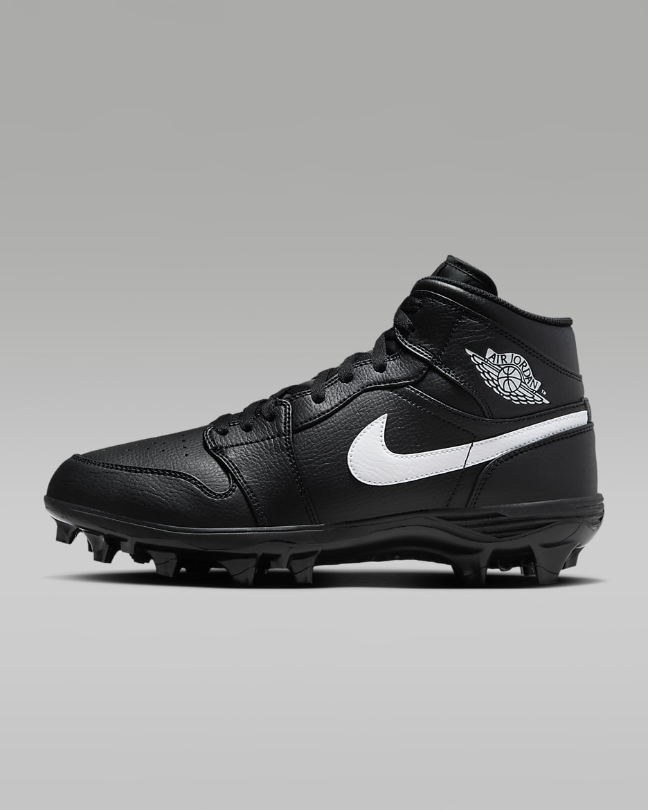 Jordan 1 Mid TD Men's Football Cleat - Black/Black/White