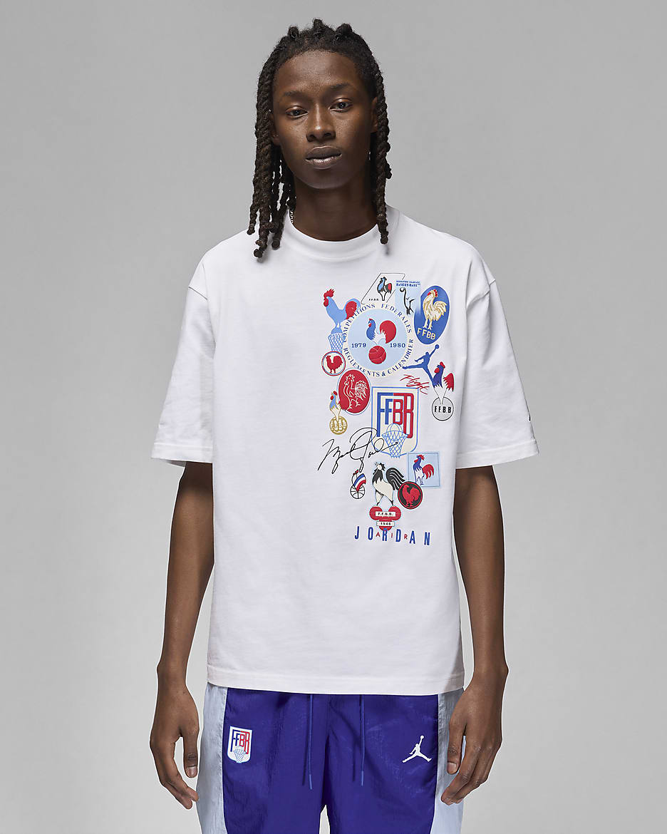 Jordan Sport x Fédération Française de Basketball T-shirt voor heren - Wit/Old Royal