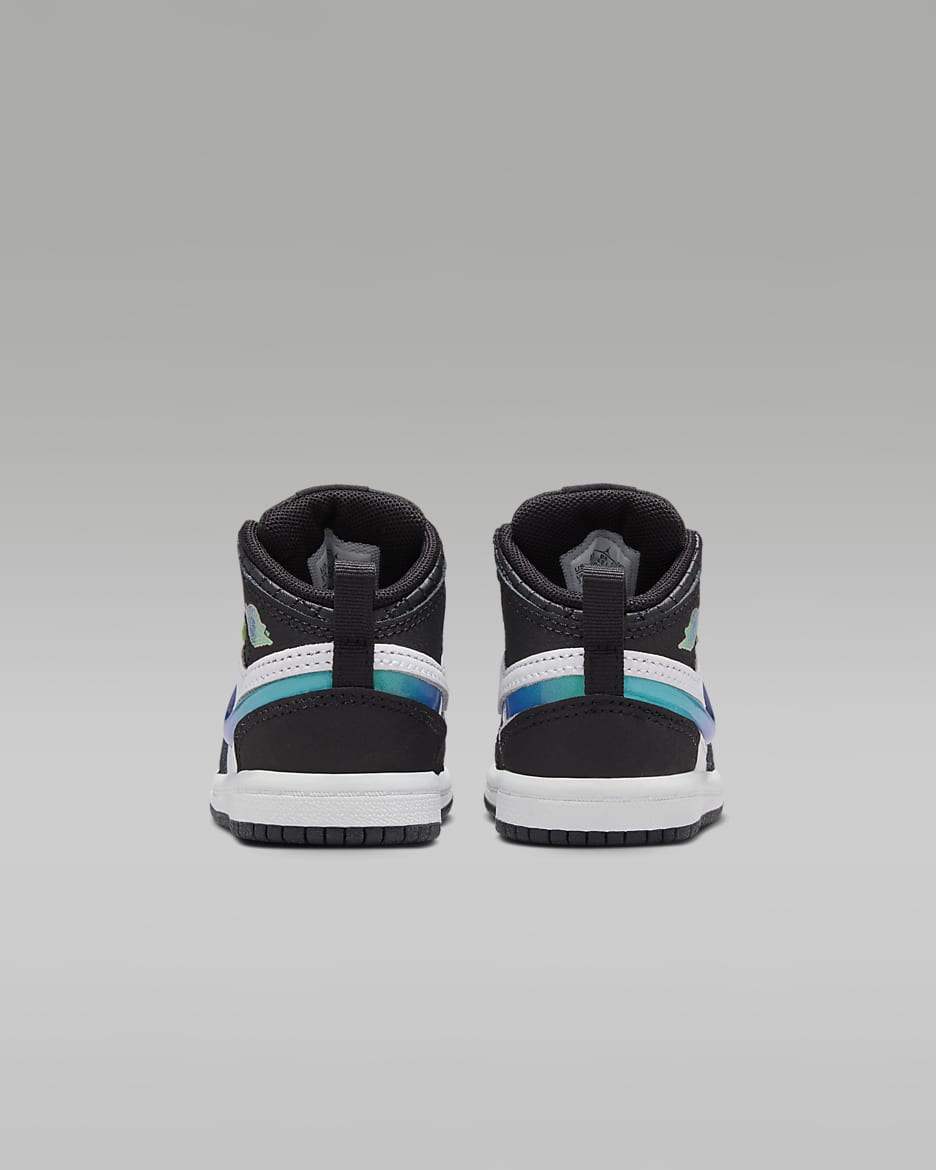 Jordan 1 Mid SE Baby/Toddler Shoes - Black/White/Hyper Jade/Siren Red