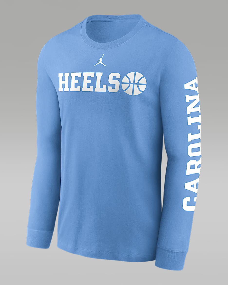 Playera de manga larga universitaria Jordan para hombre North Carolina Tar Heels Basketball Icon - Azul valor